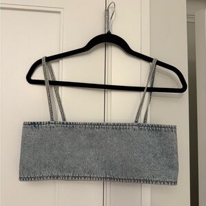 Zara Light Blue Denim Crop Top